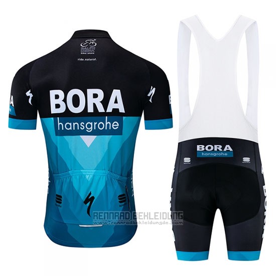 2019 Fahrradbekleidung Bora Shwarz Blau Trikot Kurzarm und Tragerhose